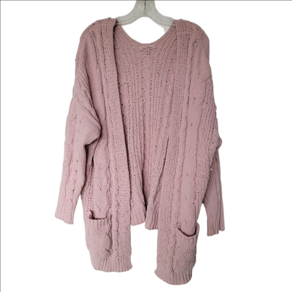 LOVE TREE Cozy Pink Cable Knit Sweater Size Medium